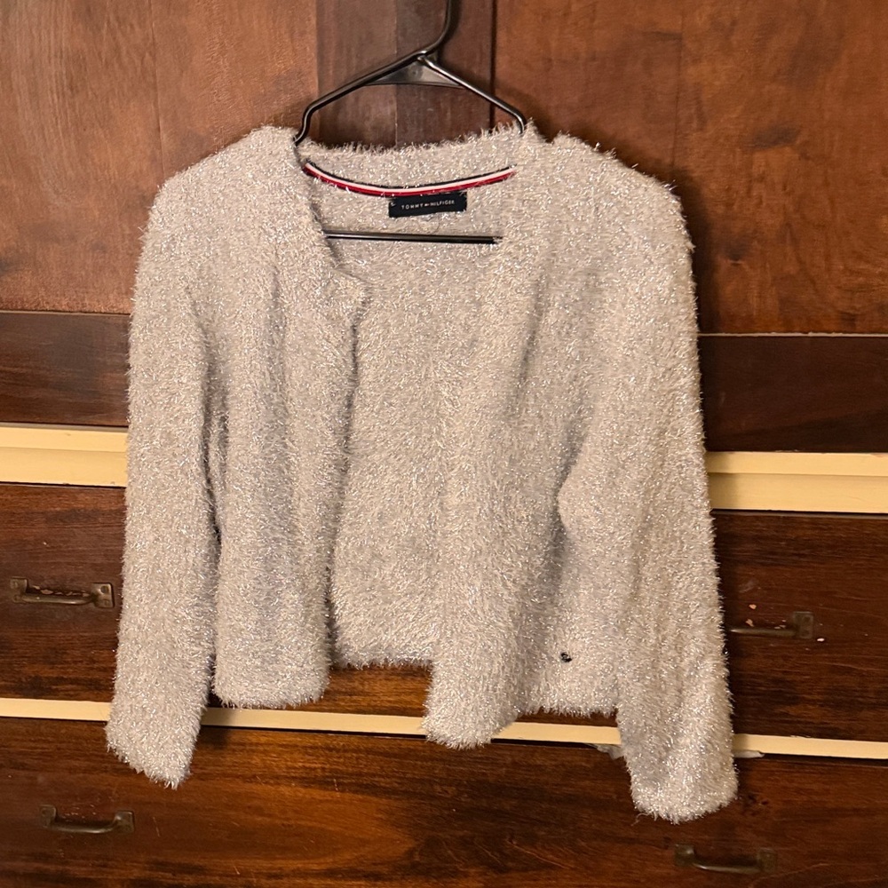 Tommy Hilfiger Soft Textured Cardigan in Light Gray